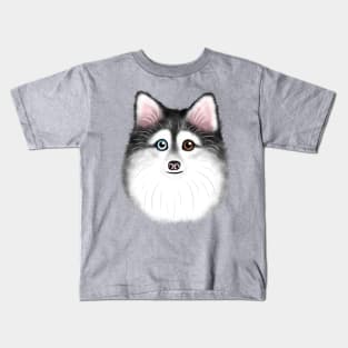 Grey and White Pomsky Kids T-Shirt